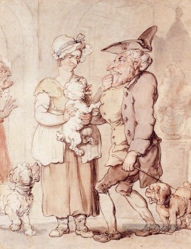 La caricature du chien malade Thomas Rowlandson Peinture à l'huile